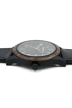 Mens Wood Watches | Walnut | Black Leather