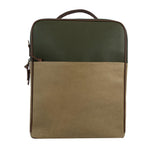 Leather Backpack-Tan/Olive Green