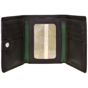 Mens Compact Trifold Leather Wallet with ID Window