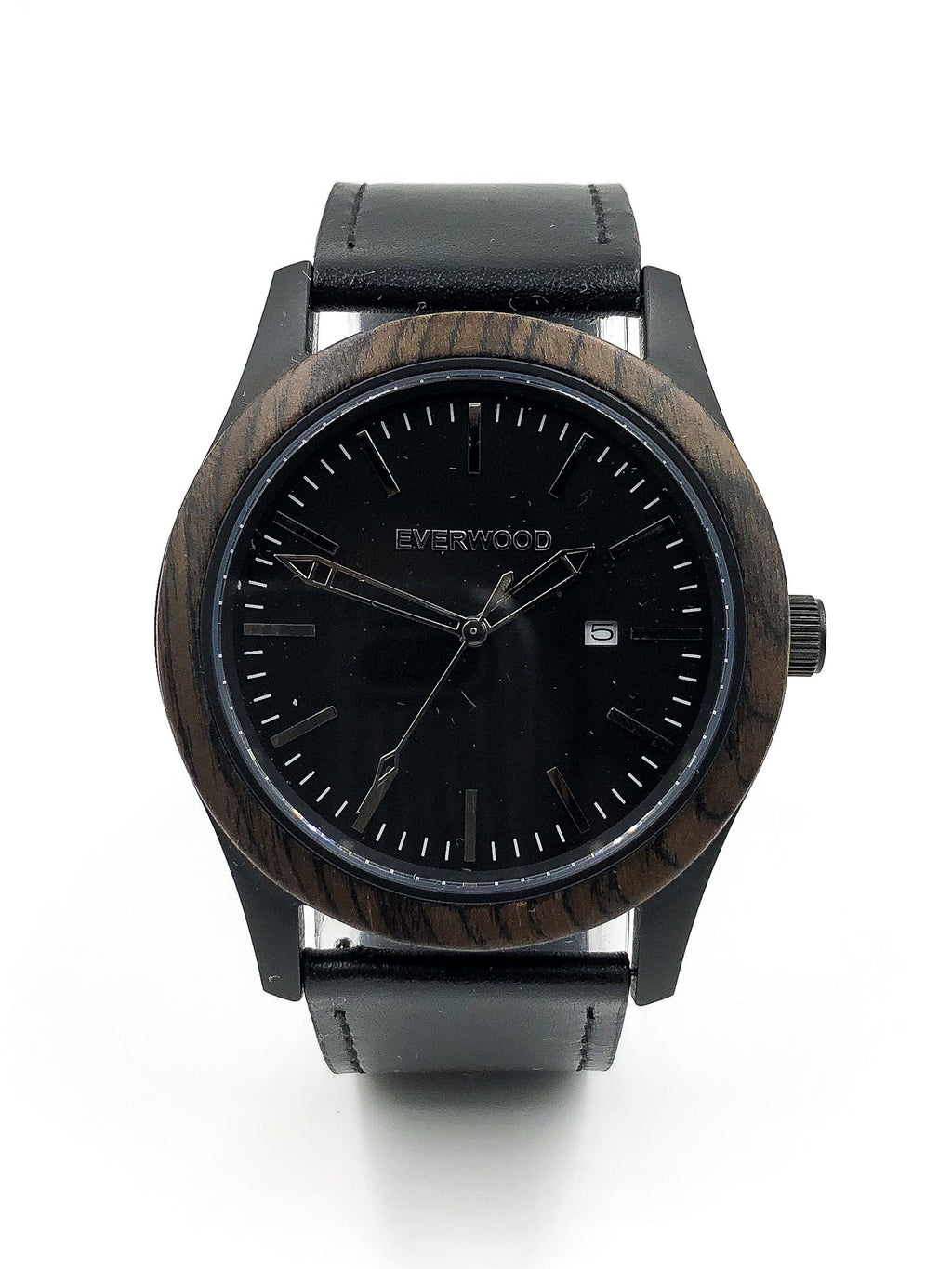 Mens Wood Watches | Walnut | Black Leather