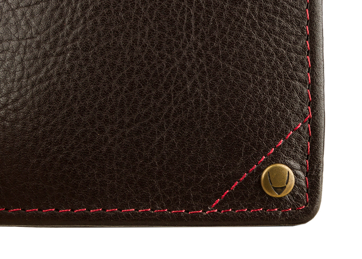Mens Angle Stitch Leather Slim Bifold Wallet